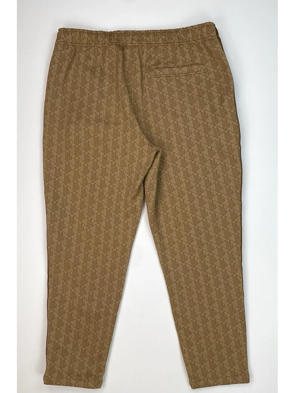Lacoste Mens Monogram Jacquard Track Pants XL Brown Tapered Sweatpants - Picture 2 of 12
